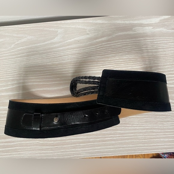 Neiman Marcus by Streets Ahead Black Leather and Suede Belt Size Medium - Picture 7 of 7